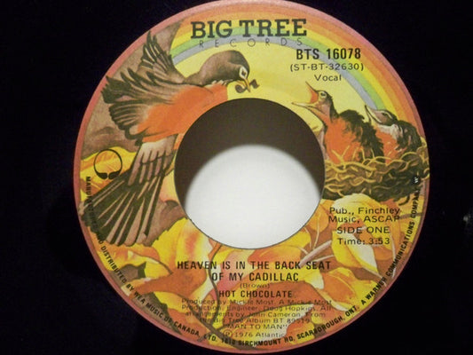 Hot Chocolate : Heaven Is In The Back Seat Of My Cadillac (7", Single)