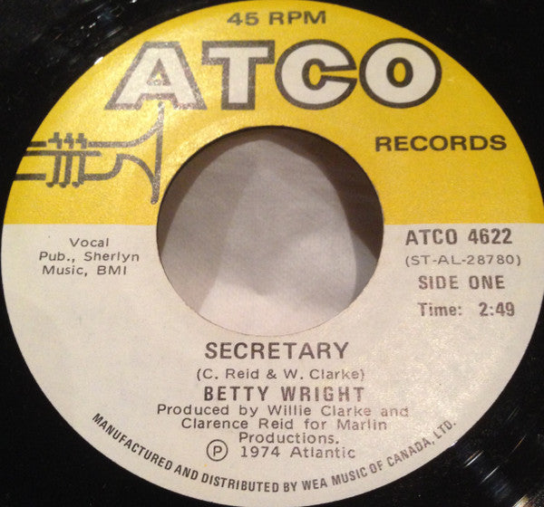 Betty Wright : Secretary (7", Single)