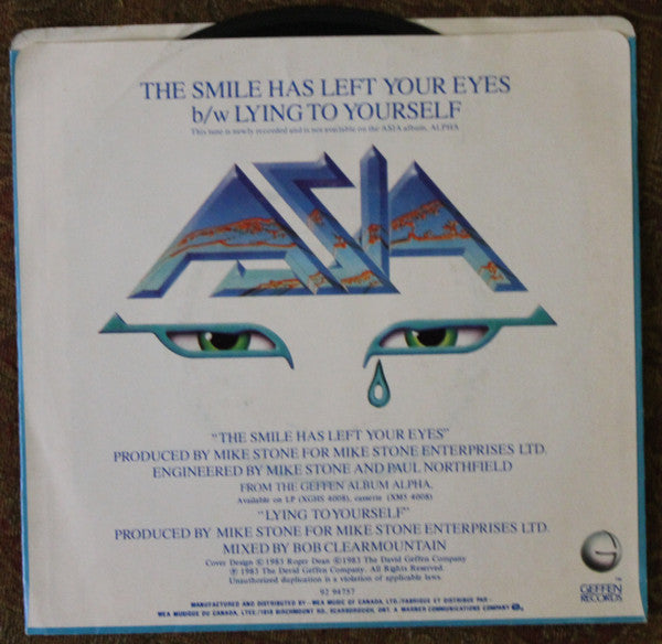 Asia (2) : The Smile Has Left Your Eyes (7", Promo)