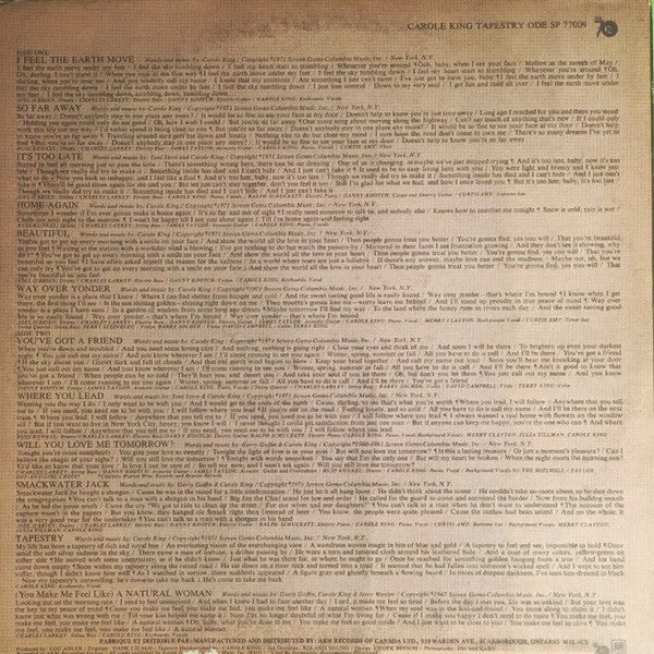 Carole King : Tapestry (LP, Album, RE, Gat)