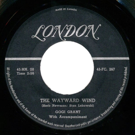 Gogi Grant : The Wayward Wind / No More Than Forever (7")