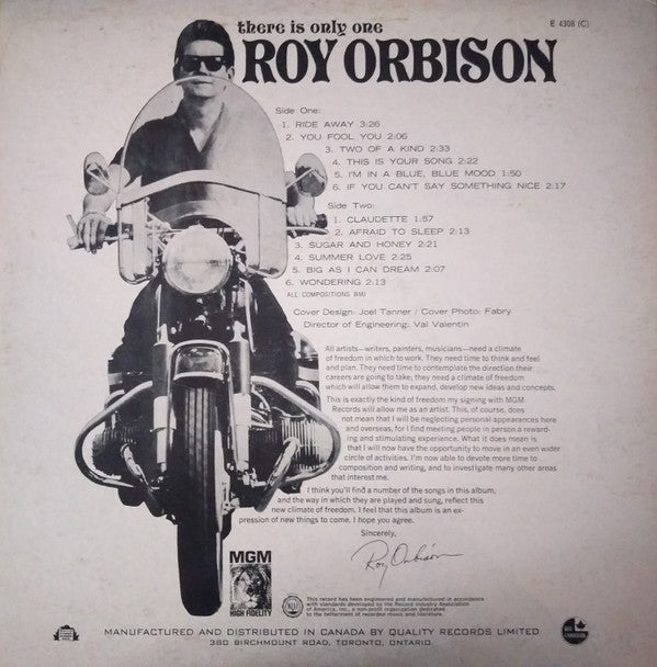 Roy Orbison : There Is Only One Roy Orbison (LP, Album)