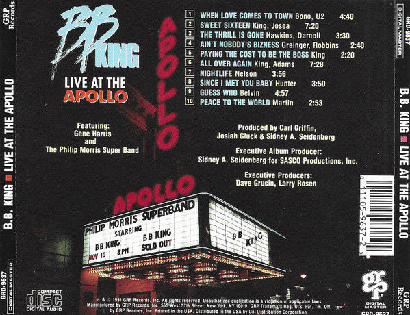 B.B. King : Live At The Apollo (CD, Album)