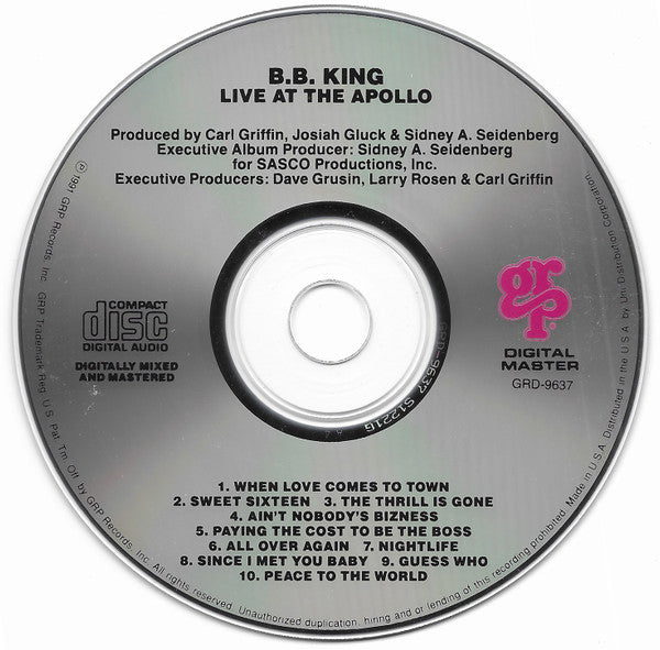 B.B. King : Live At The Apollo (CD, Album)