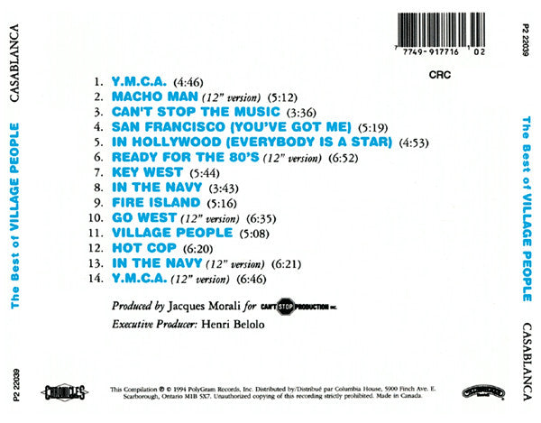 Village People : The Best Of Village People (CD, Comp, Club, RP)