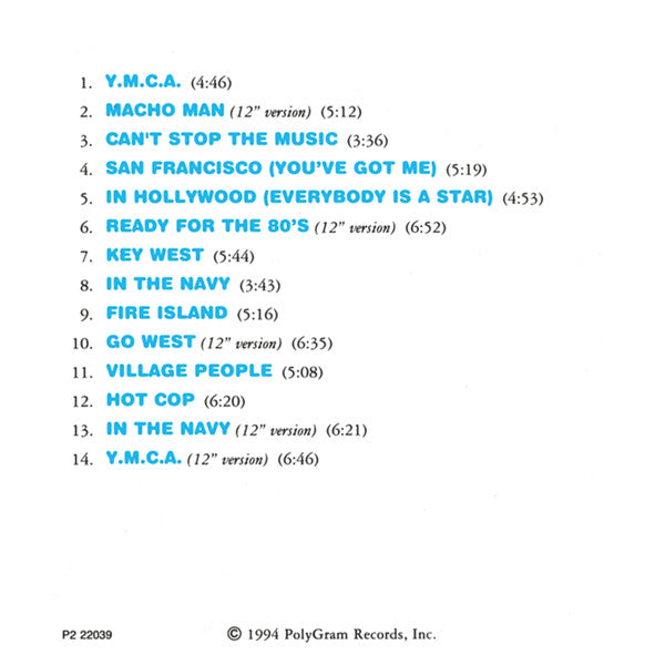 Village People : The Best Of Village People (CD, Comp, Club, RP)