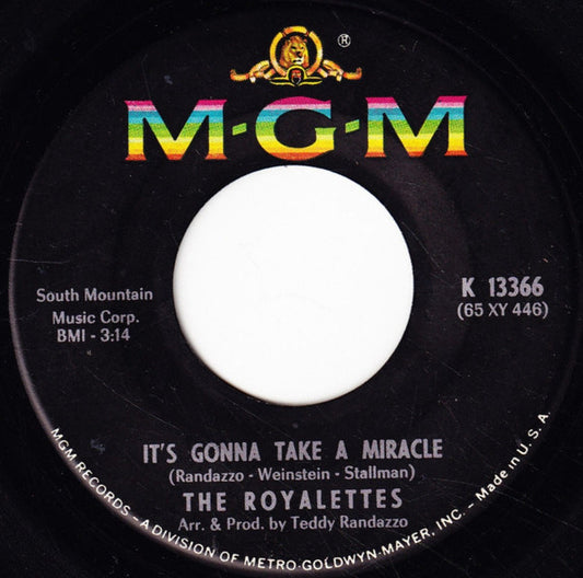 The Royalettes : It's Gonna Take A Miracle / Out Of Sight, Out Of Mind (7")