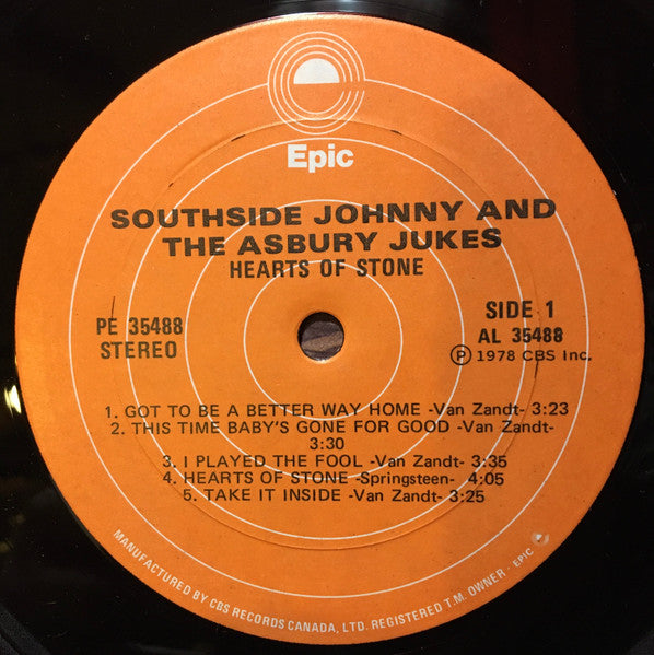 Southside Johnny & The Asbury Jukes : Hearts Of Stone (LP, Album)