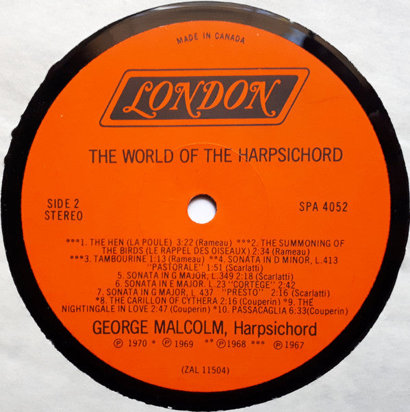 George Malcolm : The World Of The Harpsichord (LP, Comp)