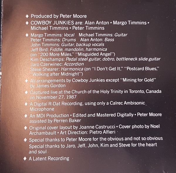 Cowboy Junkies : The Trinity Session (CD, Album)