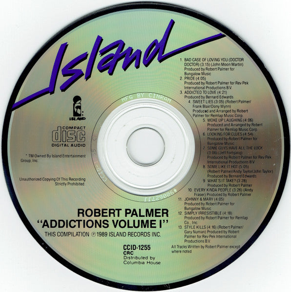 Robert Palmer : "Addictions" Volume 1 (CD, Comp, Club)