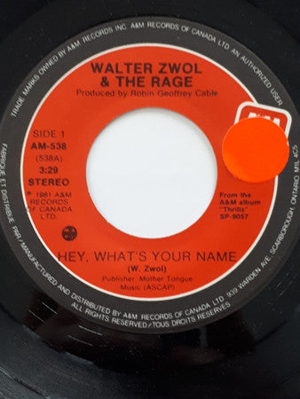 Walter Zwol & The Rage : Hey, Whats Your Name (7", Single)