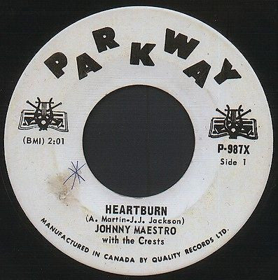 Johnny Maestro, The Crests : Heartburn (7")