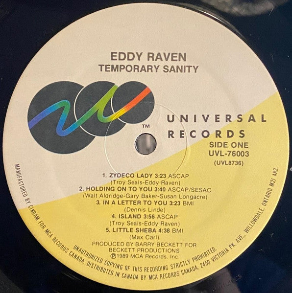 Eddy Raven : Temporary Sanity (LP, Album)