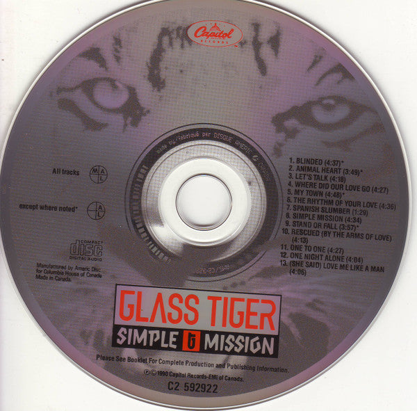Glass Tiger : Simple Mission (CD, Album, Club)