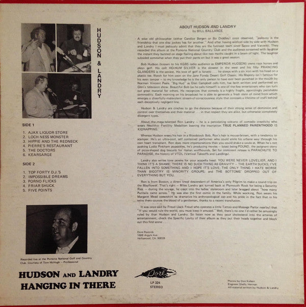 Hudson & Landry : Hanging In There (LP, Album, Pur)