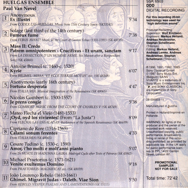 Huelgas-Ensemble • Paul Van Nevel : In Musica Vivarte (Musical Selections From Huelgas Ensemble) (CD, Comp)
