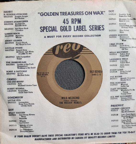 The Rockin' Rebels : Wild Weekend / Rockin' Crickets (7")