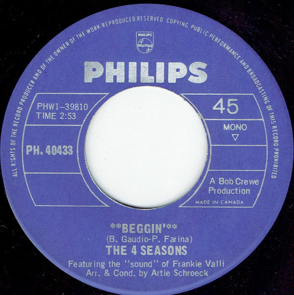 The Four Seasons : Beggin' / Dody (7")