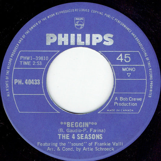 The Four Seasons : Beggin' / Dody (7")