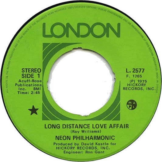 The Neon Philharmonic : Long Distance Love Affair / Makin' Out the Best I Can (7", Single)
