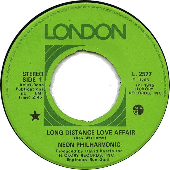The Neon Philharmonic : Long Distance Love Affair / Makin' Out the Best I Can (7", Single)