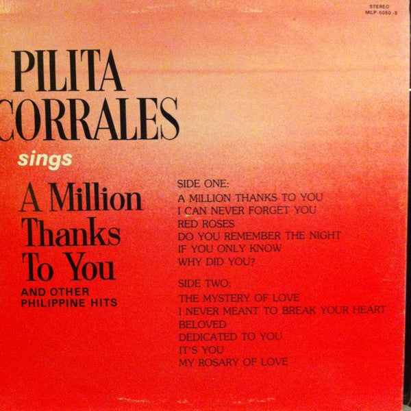 Pilita Corrales* : Pilita Corrales Sings A Million Thanks To You And Other Philippine Hits (LP)