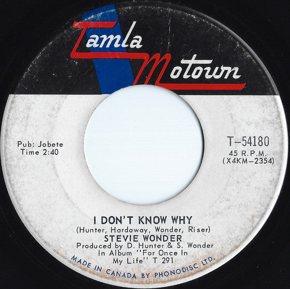 Stevie Wonder : My Cherie Amour / I Don't Know Why (7", Single)