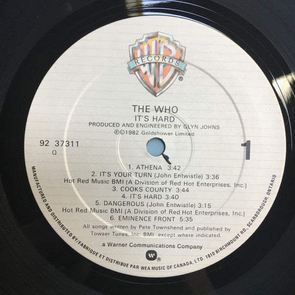The Who : It's Hard (LP, Album, Qua)