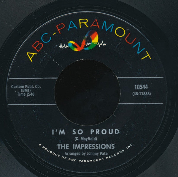 The Impressions : I'm So Proud / I Made A Mistake (7", Single, Styrene, Mon)