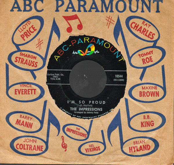 The Impressions : I'm So Proud / I Made A Mistake (7", Single, Styrene, Mon)
