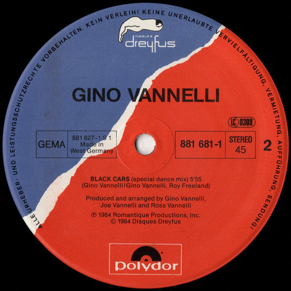 Gino Vannelli : Black Cars (12", Maxi)