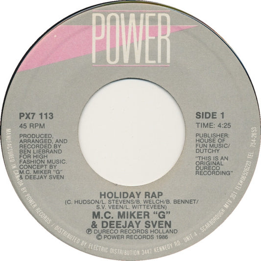 M.C. Miker "G" & Deejay Sven* : Holiday Rap (7", Single)