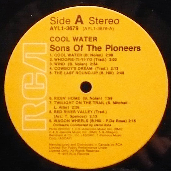 Sons Of The Pioneers* : Cool Water And Seventeen Timeless Western Favorites (LP, RE)
