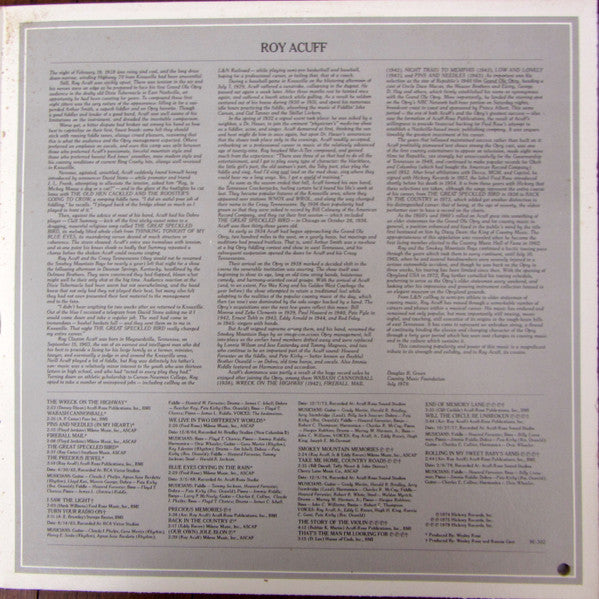 Roy Acuff : Greatest Hits Volume One (2xLP, Comp)