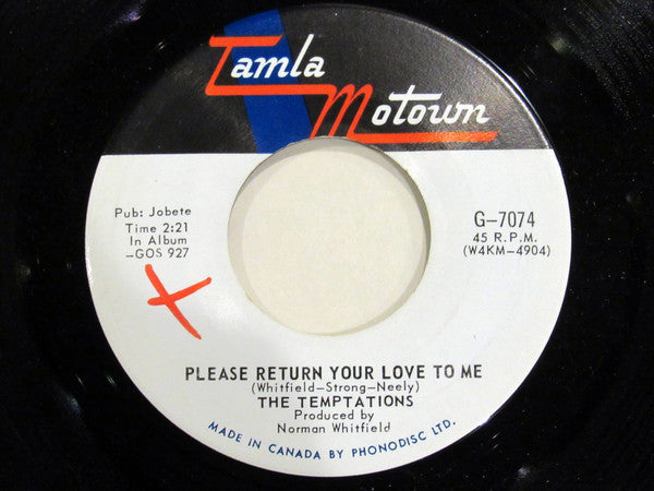 The Temptations : Please Return Your Love To Me / How Can I Forget (7", Single)