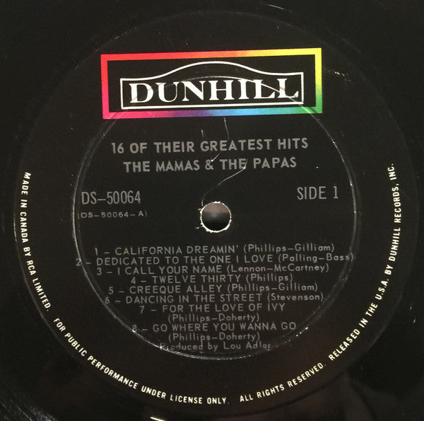 The Mamas & The Papas : 16 Of Their Greatest Hits (LP, Comp)