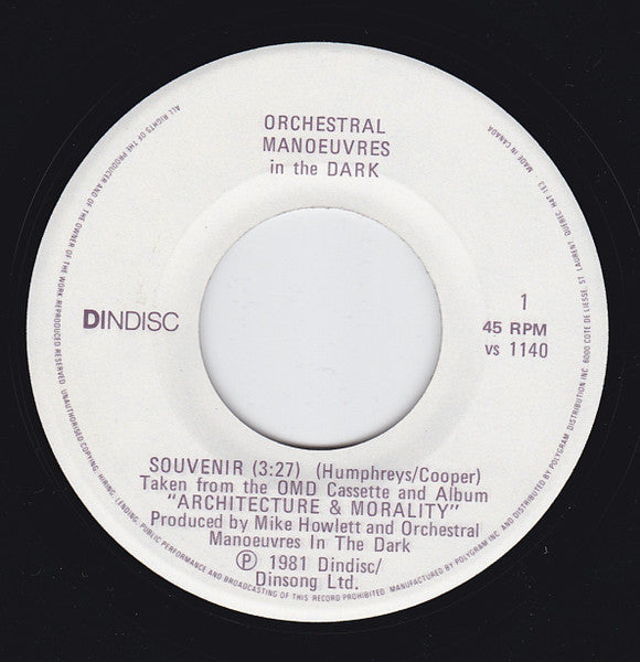 Orchestral Manoeuvres In The Dark : Souvenir (7", Single)