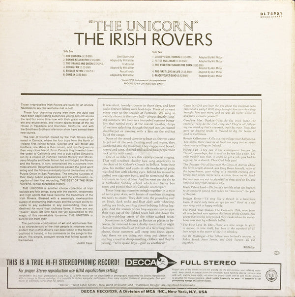 The Irish Rovers : The Unicorn (LP, Album)