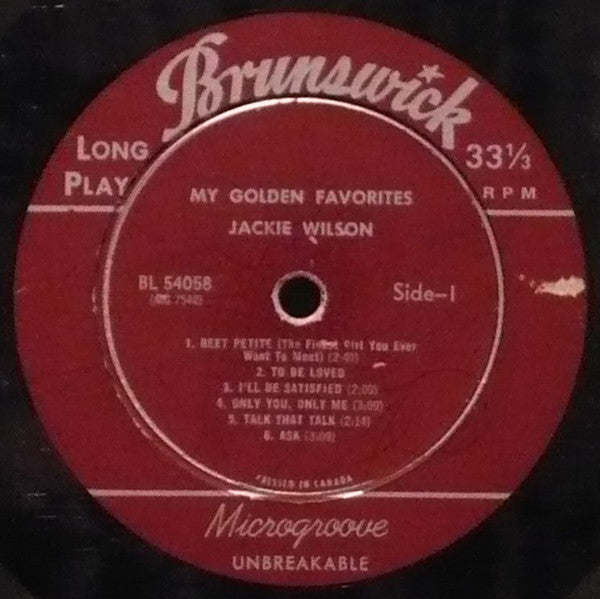 Jackie Wilson : My Golden Favorites (LP, Comp, Mono)