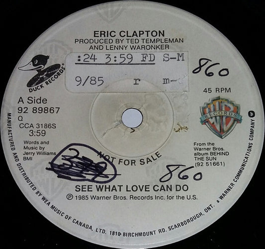 Eric Clapton : See What Love Can Do / She's Waiting (7", Single, Promo)
