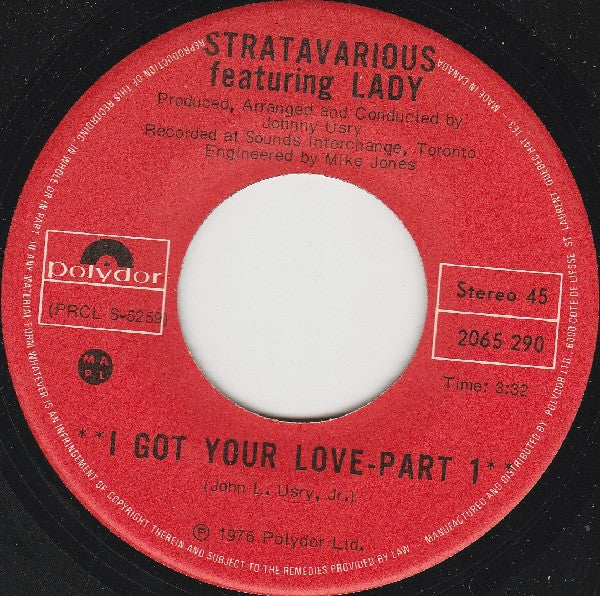 Stratavarious Featuring Lady (2) : I Got Your Love (7", Single)