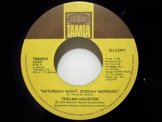 Thelma Houston : Saturday Night, Sunday Morning / Come To Me (7", Single, Promo)