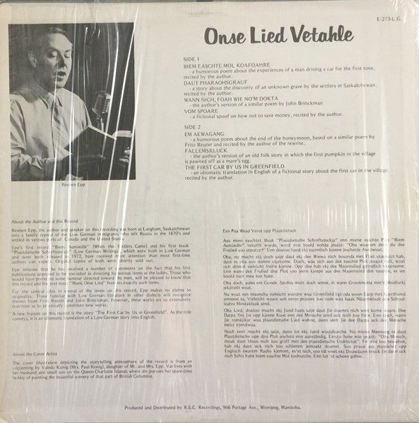 Reuben Epp : Onse Lied Vetahle (LP, Album)