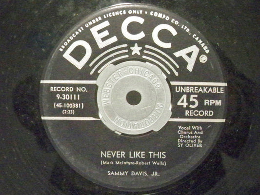 Sammy Davis Jr. : Never Like This / New York's My Home (7", Single)