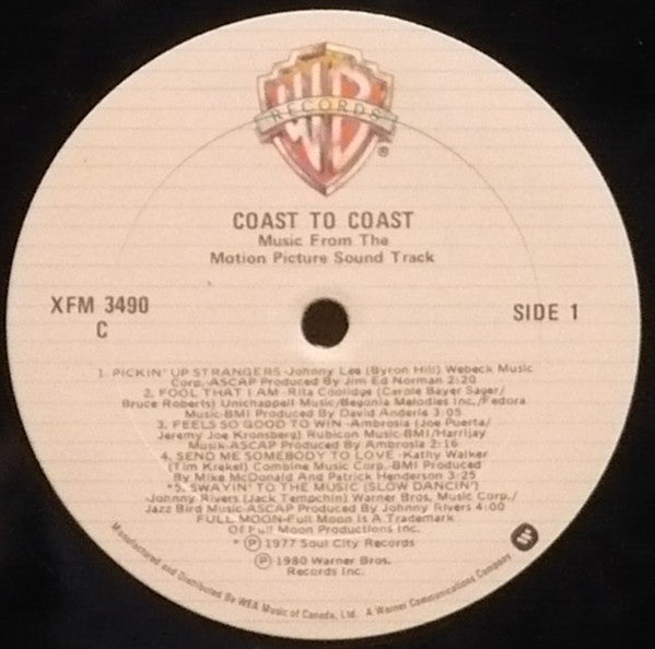 Various : Coast To Coast (Music From The Motion Picture Soundtrack) (LP, Album, Comp, Mov)