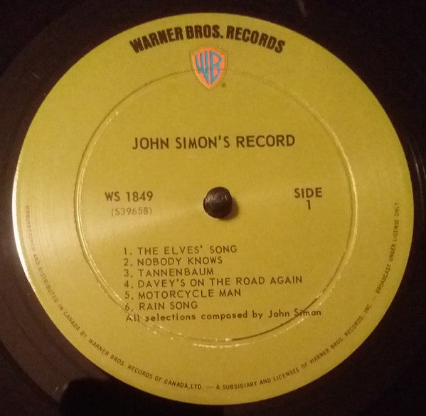 John Simon : John Simon's Album (LP, Album, Gat)