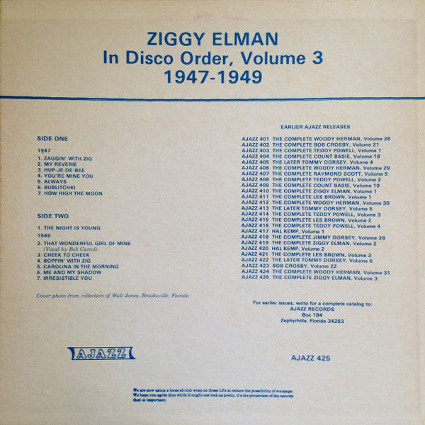 Ziggy Elman : In Disco Order Volume 3 (LP, Comp, Mono, Unofficial)