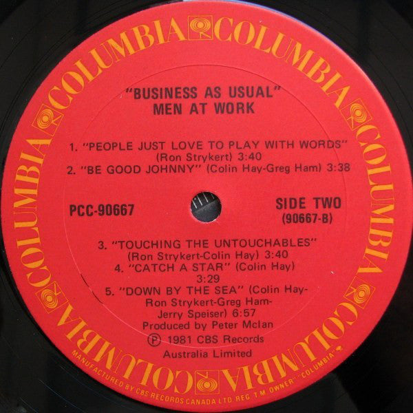 Men At Work : Business As Usual (LP, Album, Whi)