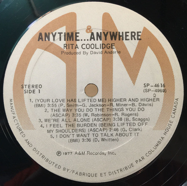 Rita Coolidge : Anytime...Anywhere (LP, Album, Club)